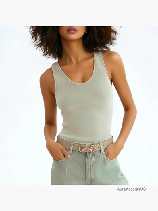 Skinny Waist Belt with Gold Buckle for Jeans Dresses